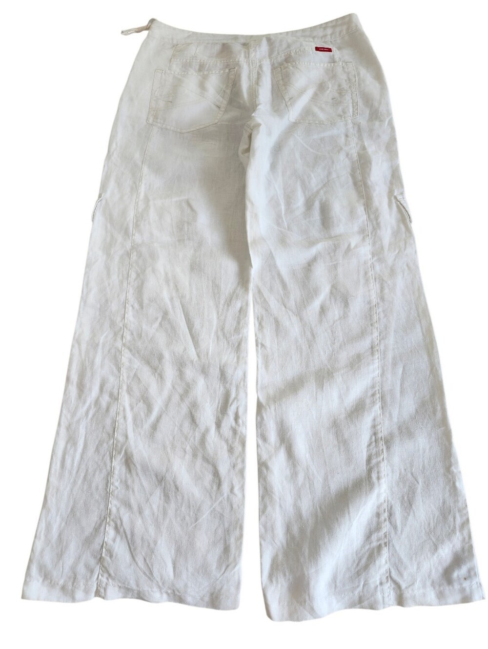 White 100% Linen Wide Leg Cargo Pants MEXX Size 8 Coastal Summer Resort - Picture 10 of 12